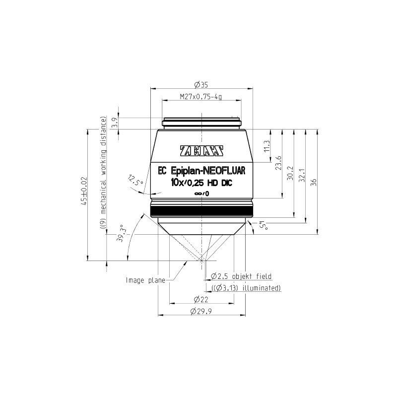 ZEISS Objektiv EC Epiplan-Neofluar 10x/0,25 HD DIC wd=9,0mm