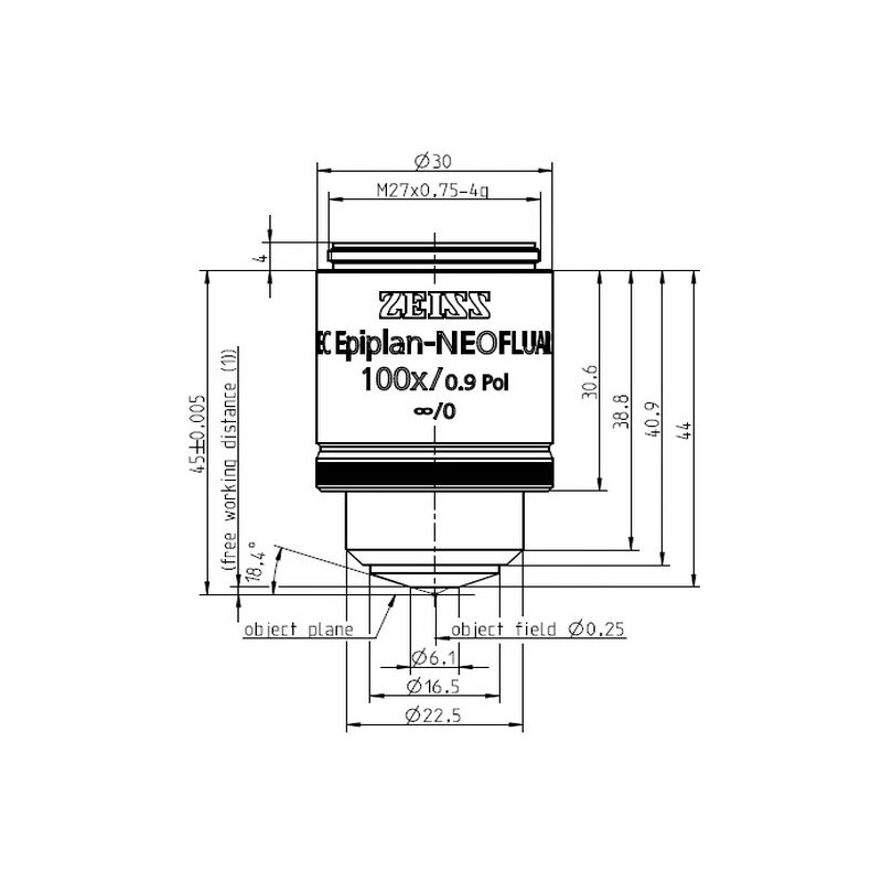 ZEISS Obiektyw Objektiv EC Epiplan-Neofluar 100x/0,9 Pol wd=1.0mm