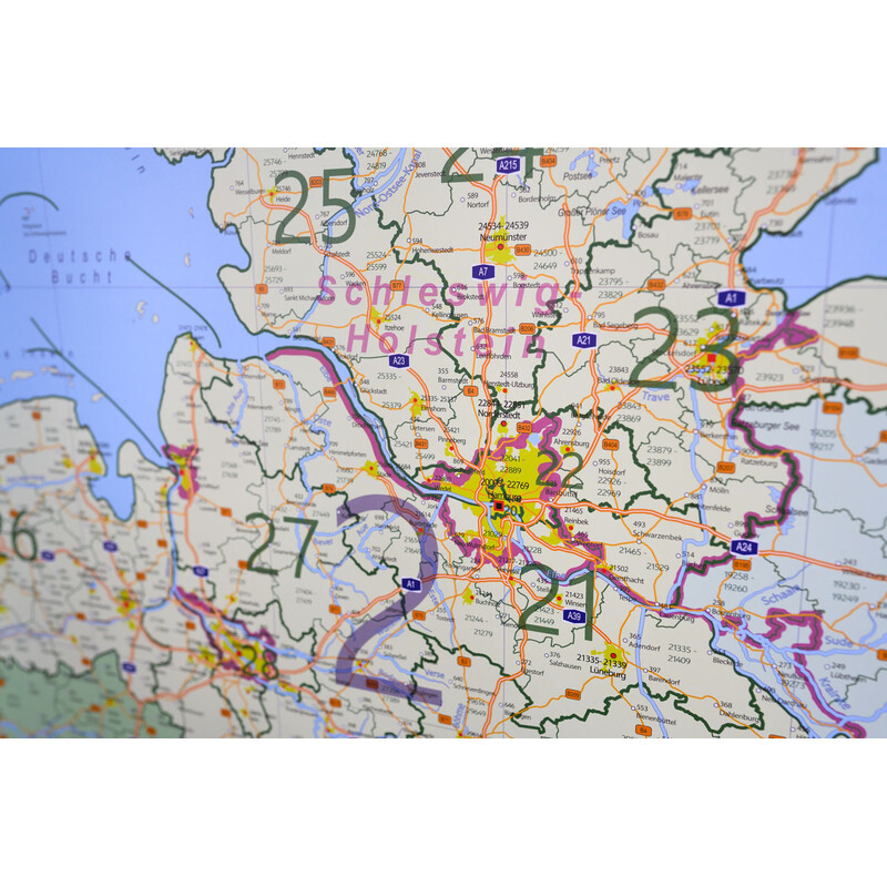 GeoMetro Mapa Deutschland politisch mit Postleitzahlen PLZ XL (100 x 140 cm)