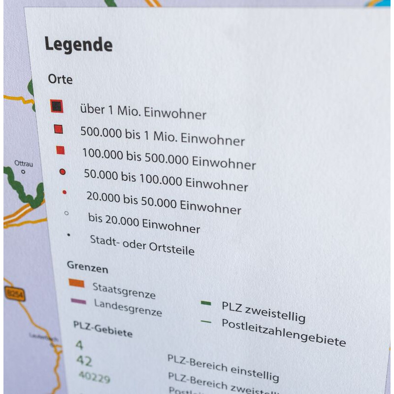 GeoMetro Mapa regionalna Nordrhein-Westfalen Postleitzahlen PLZ NRW (118 x 100 cm)