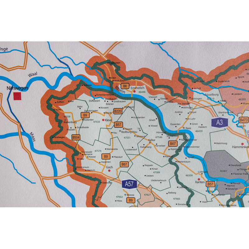 GeoMetro Mapa regionalna Nordrhein-Westfalen Postleitzahlen PLZ NRW (118 x 100 cm)