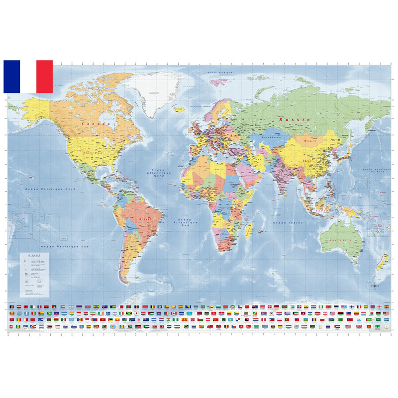 GeoMetro Mapa świata politisch (140 x 100 cm)