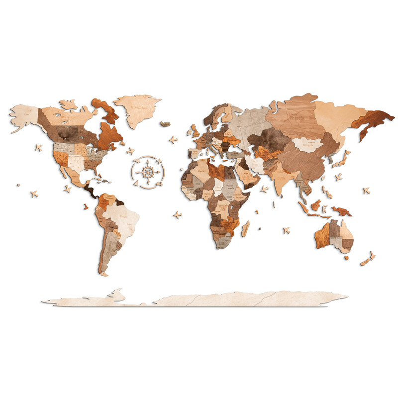 Abraham Wood Decor Mapa świata Układanka z drewna (130 x 70 cm)
