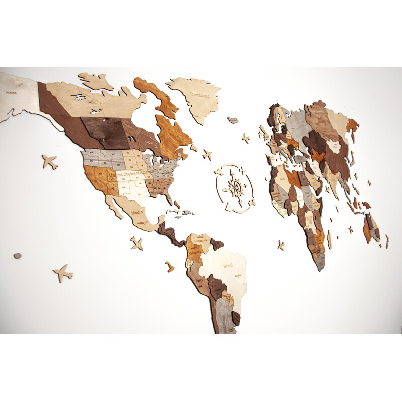 Abraham Wood Decor Mapa świata Układanka z drewna (200 x 110 cm)