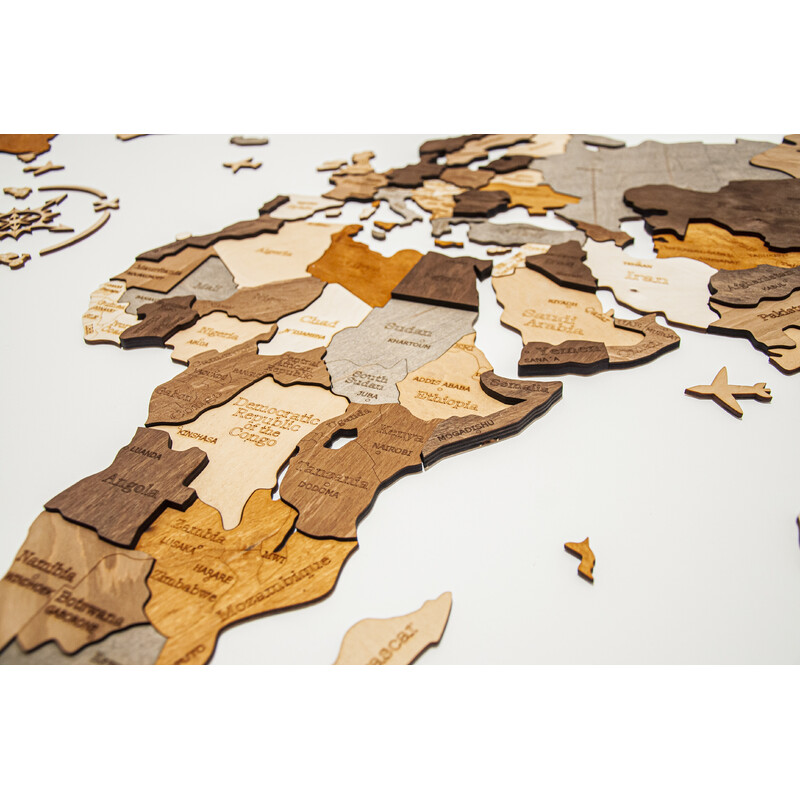 Abraham Wood Decor Mapa świata Układanka z drewna (200 x 110 cm)