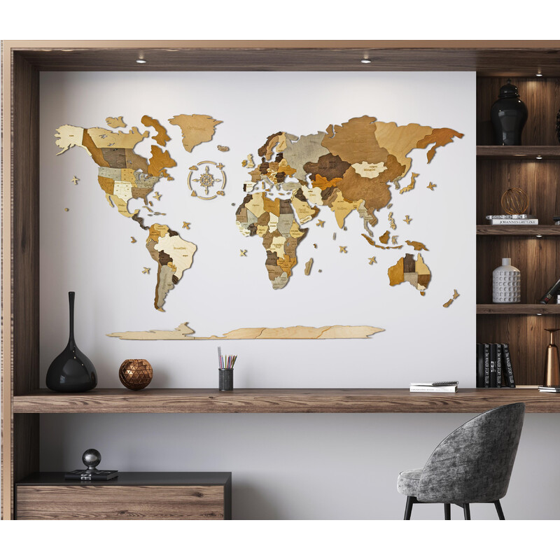 Abraham Wood Decor Mapa świata Układanka z drewna (200 x 110 cm)