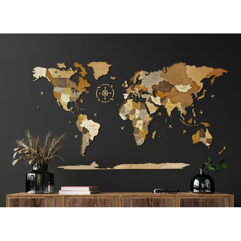 Abraham Wood Decor Mapa świata Układanka z drewna (200 x 110 cm)