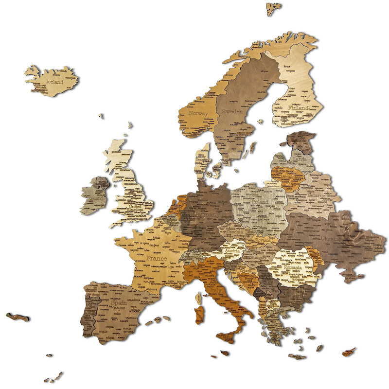 Abraham Wood Decor Mapa kontynentalna Układanka z drewna Europa (110x108cm)