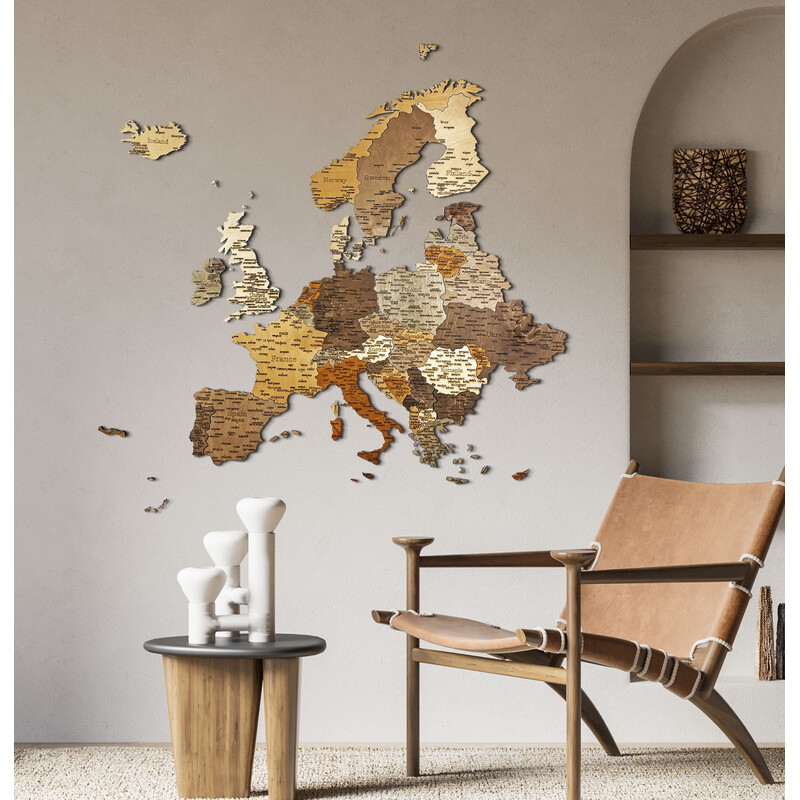 Abraham Wood Decor Mapa kontynentalna Układanka z drewna Europa (110x108cm)