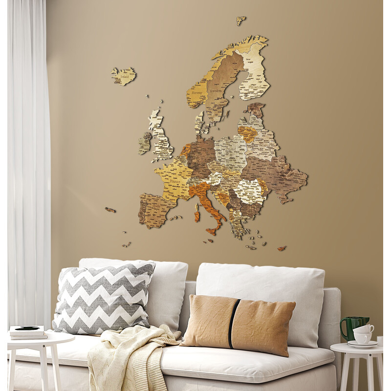 Abraham Wood Decor Mapa kontynentalna Układanka z drewna Europa (110x108cm)