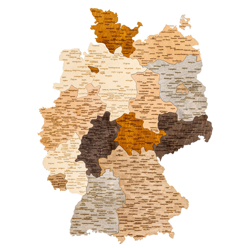 Abraham Wood Decor Mapa Układanka z drewna Niemcy (60 x 80 cm)