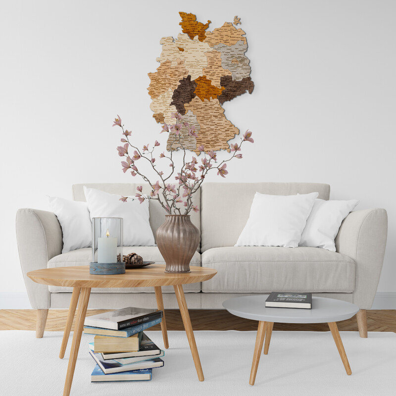 Abraham Wood Decor Mapa Układanka z drewna Niemcy (60 x 80 cm)