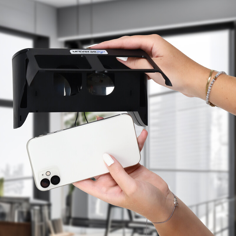 Omegon Podręczne planetarium Universe2Go+ + okulary do obserwacji zaćmienia słońca Solar Safe Deluxe