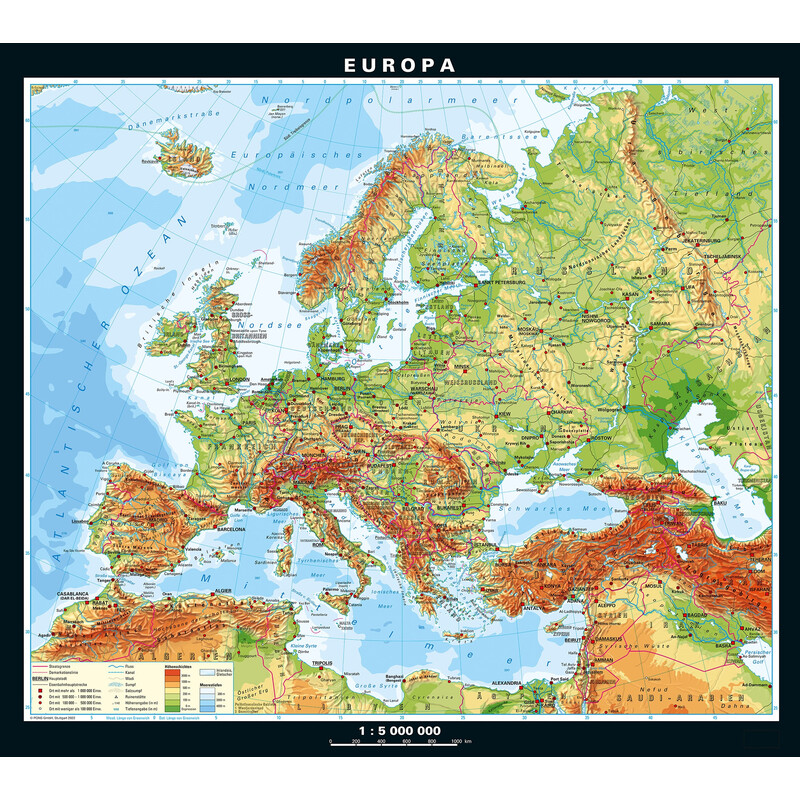 PONS Mapa kontynentalna Europa fizyczna i polityczna (130 x 115 cm)