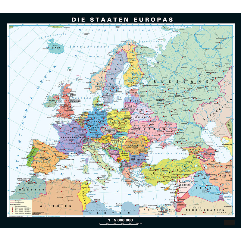 PONS Mapa kontynentalna Europa fizyczna i polityczna (130 x 115 cm)