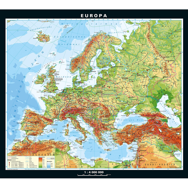 PONS Mapa kontynentalna Europa fizyczna i polityczna (158 x 142 cm)