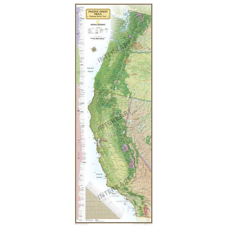 National Geographic Mapa regionalna Pacific Crest Trail (46 x 122 cm)