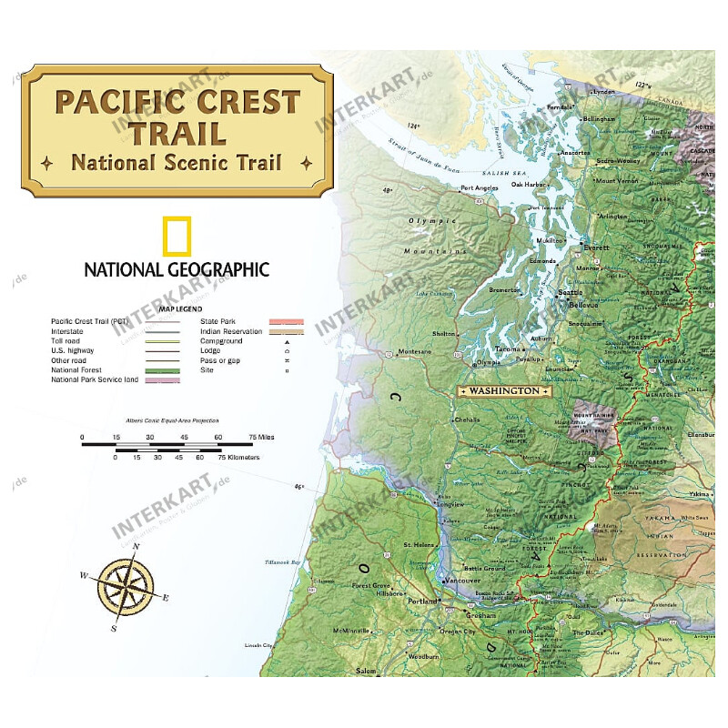 National Geographic Mapa regionalna Pacific Crest Trail (46 x 122 cm)