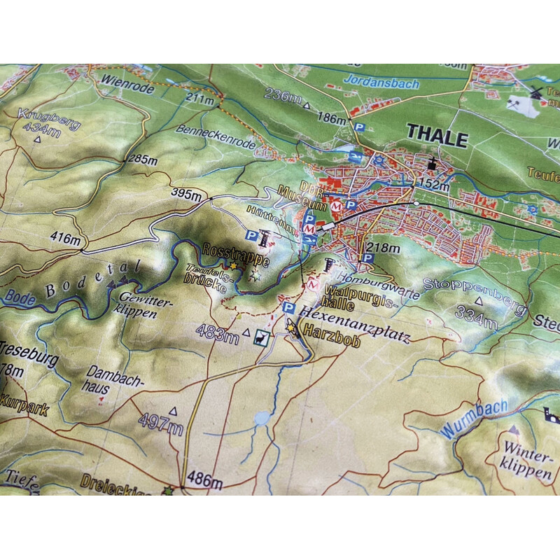 Georelief Mapa reliefowa Harz 3D (77 x 57 cm)