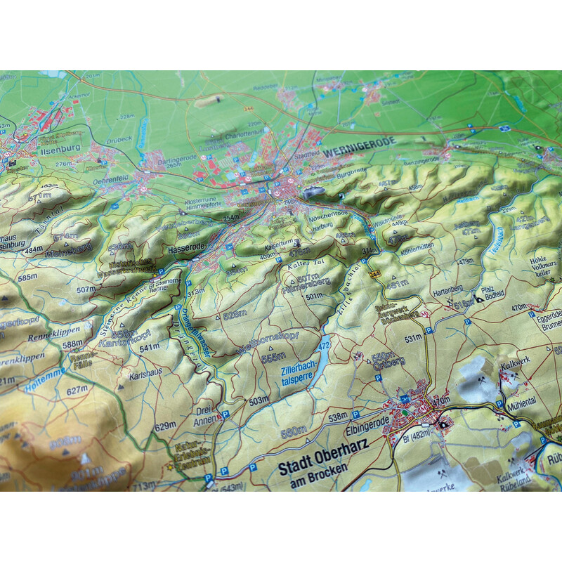 Georelief Mapa reliefowa Harz 3D (77 x 57 cm)