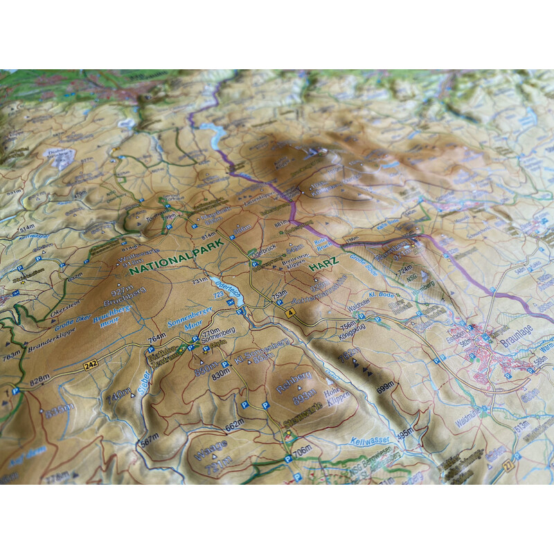 Georelief Mapa reliefowa Harz 3D (77 x 57 cm)