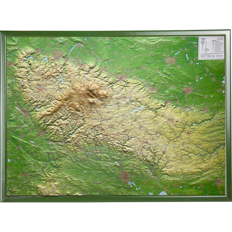Georelief Mapa reliefowa Harz 3D (77 x 57 cm)