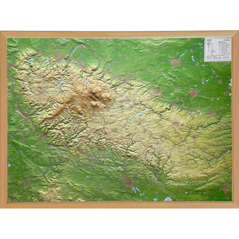 Georelief Mapa reliefowa Harz 3D (77 x 57 cm)