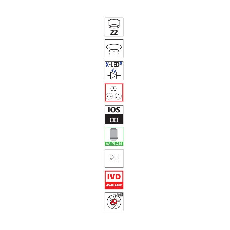 Optika Mikroskop odwrócony IM-300, trino, PH, 100-400x, IOS LWD W-PLAN PH, N.A. 0.3, X-LED8