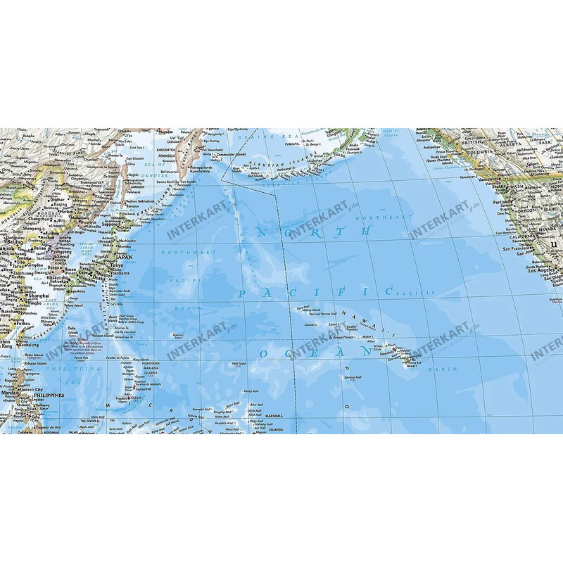 National Geographic Klasyczna mapa świata - wycentrowana na Pacyfiku