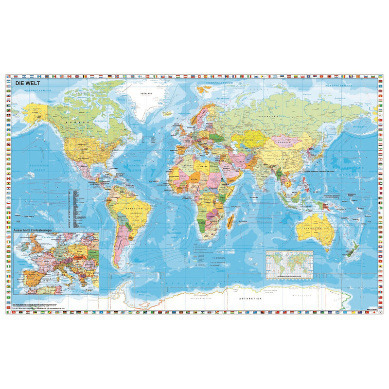 Stiefel Mapa świata Obramowanie flag politycznych (140 x 100 cm)