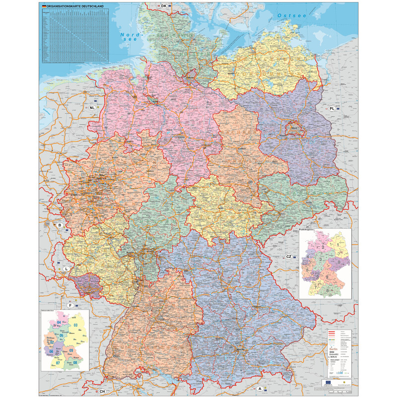 Stiefel Mapa organizacji politycznej Niemiec (100 cm x 140 cm)
