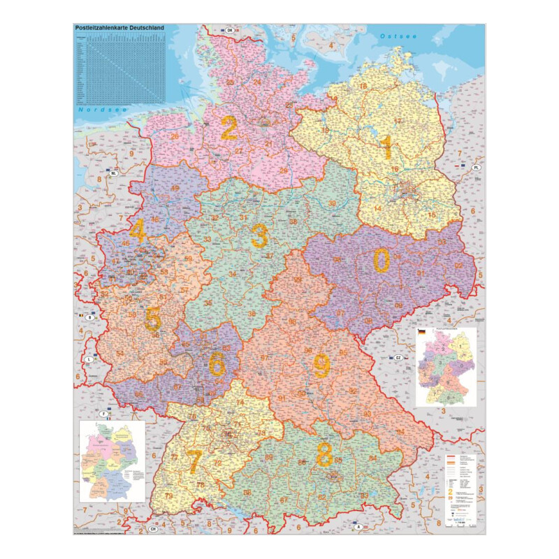 Stiefel Niemcy mapa kodów pocztowych polityczna (100 cm x 140 cm)