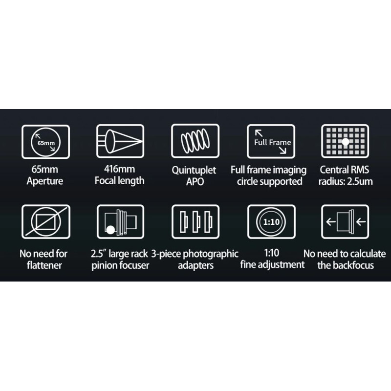 ZWO Refraktor apochromatyczny AP 65/416 FF65