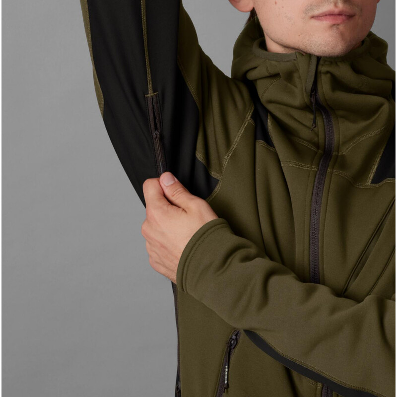 Härkila Deer Stalker Fleece Hoodie , Willow green/Shadow brown rozmiar L