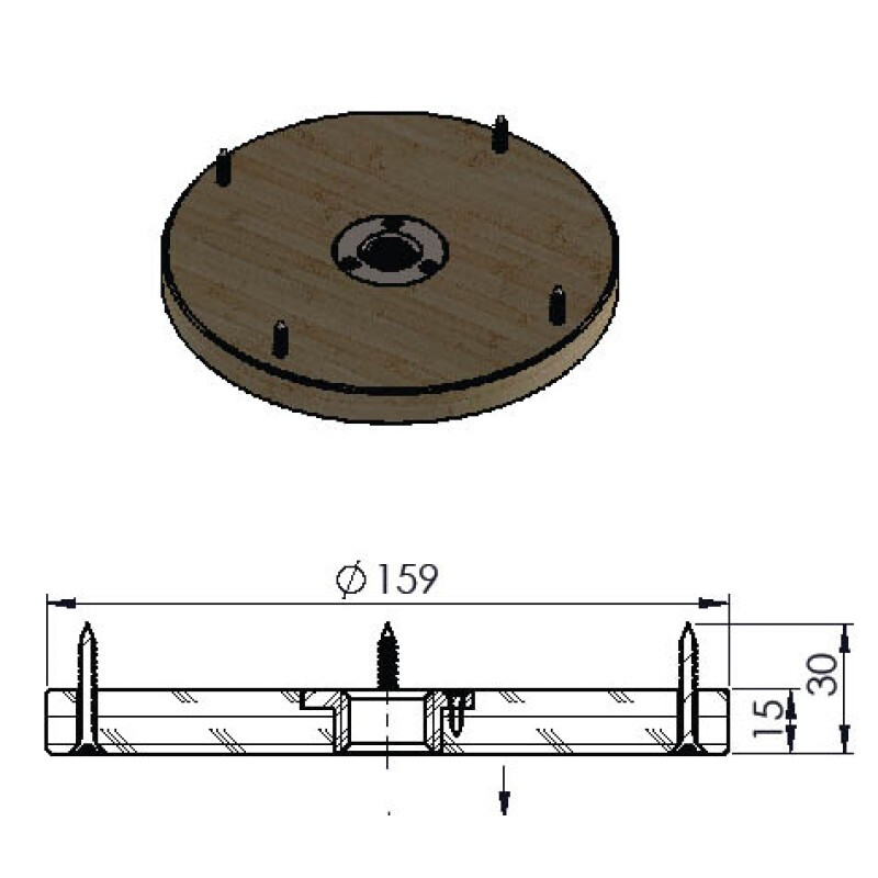 Berlebach Płyta bazowa do fotobudki 159 mm M10