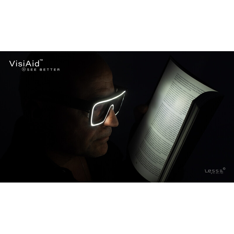 LESS Lupa VisiAid, okulary oświetleniowe, kompletny zestaw, stół