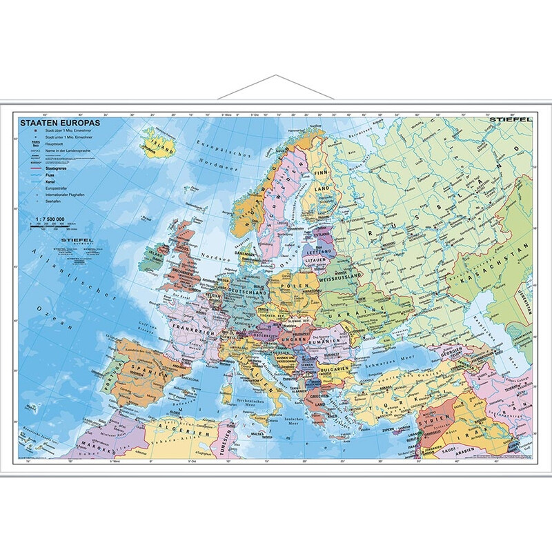 Stiefel Mapa kontynentalna Europa, polityczny