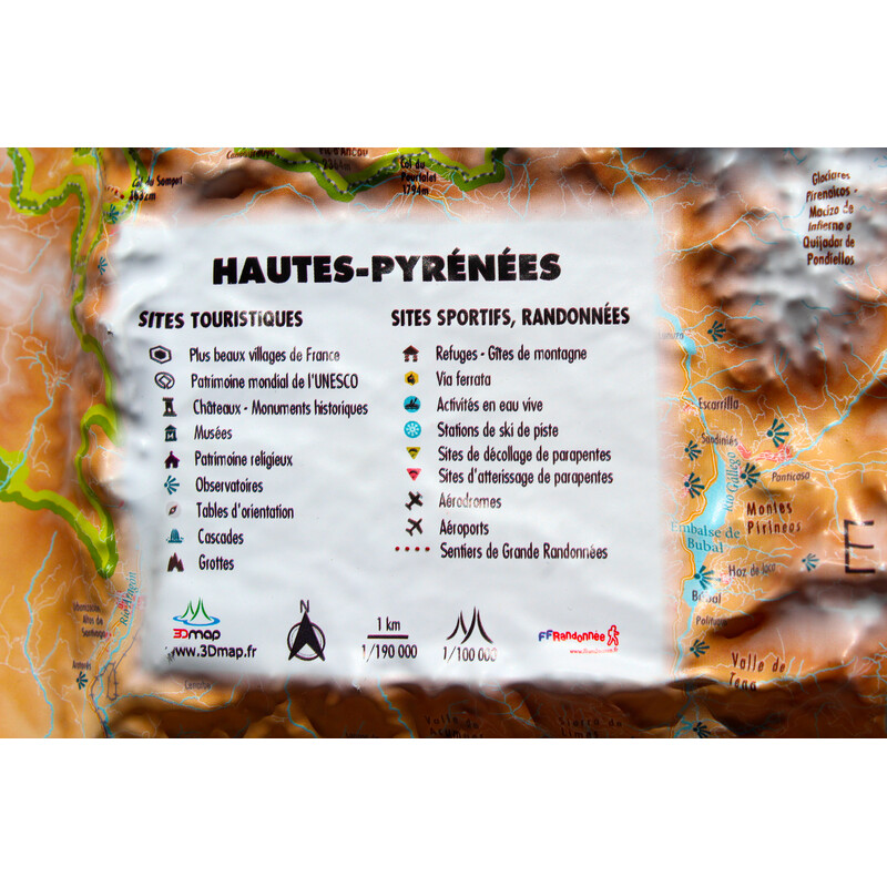 3Dmap Mapa regionalna Hautes-Pyrénées (61cm x 41cm)