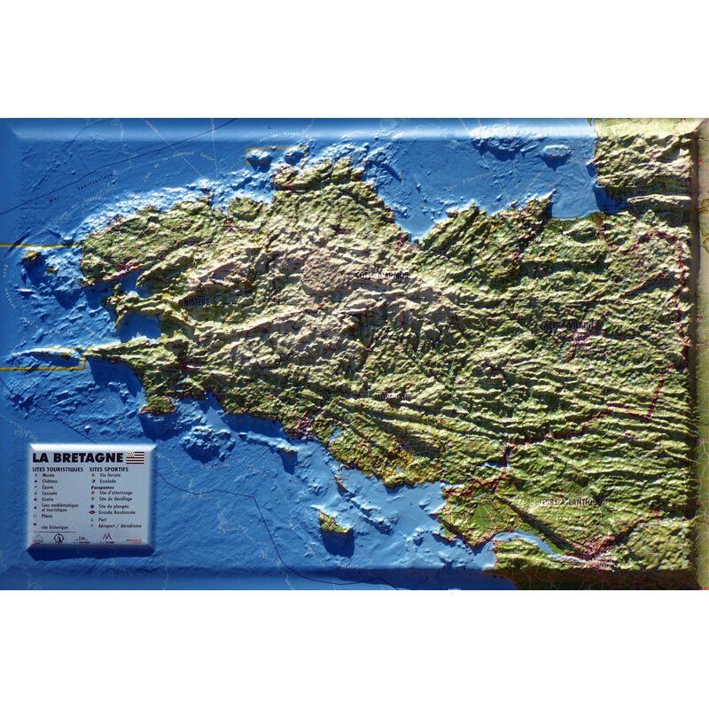 3Dmap Mapa regionalna Carte en relief de la Bretagne (61 cm x 41 cm)
