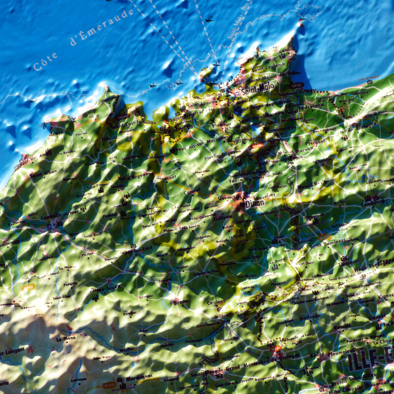 3Dmap Mapa regionalna Carte en relief de la Bretagne (61 cm x 41 cm)