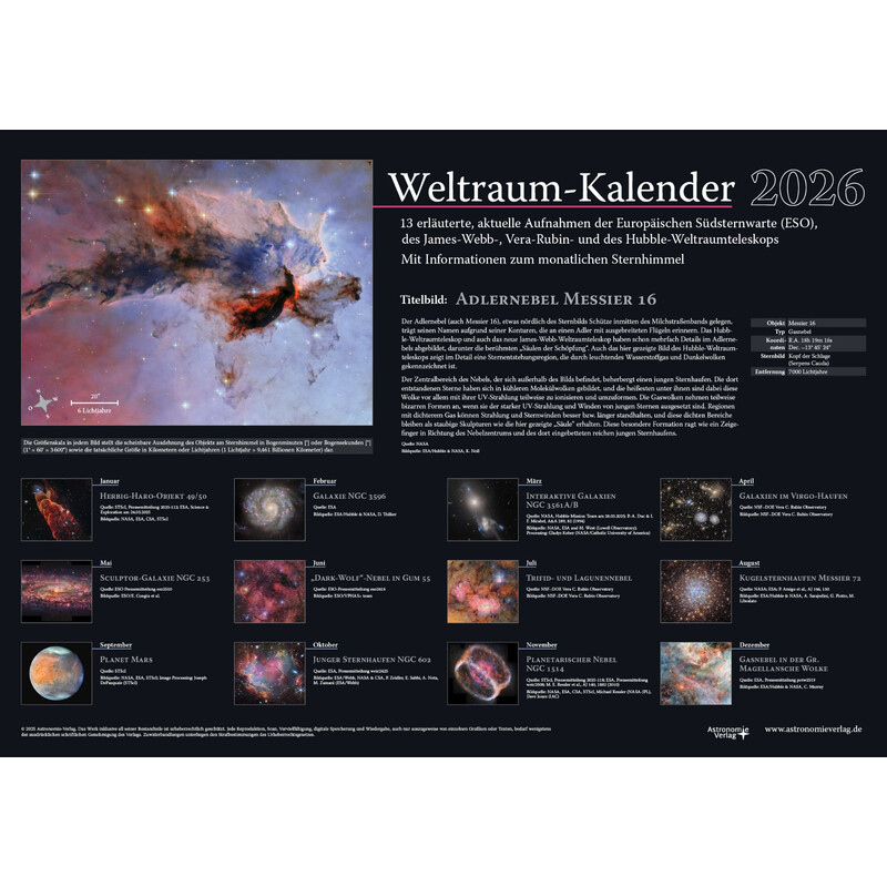 Astronomie-Verlag Kalendarze Weltraum-Kalender 2026