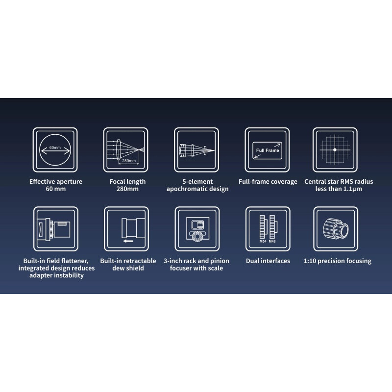 ToupTek Refraktor apochromatyczny HOPE D60 60/280 Tilter
