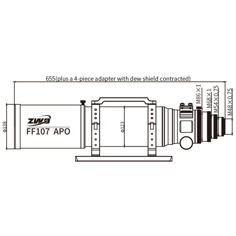ZWO Refraktor apochromatyczny AP 107/749 FF107