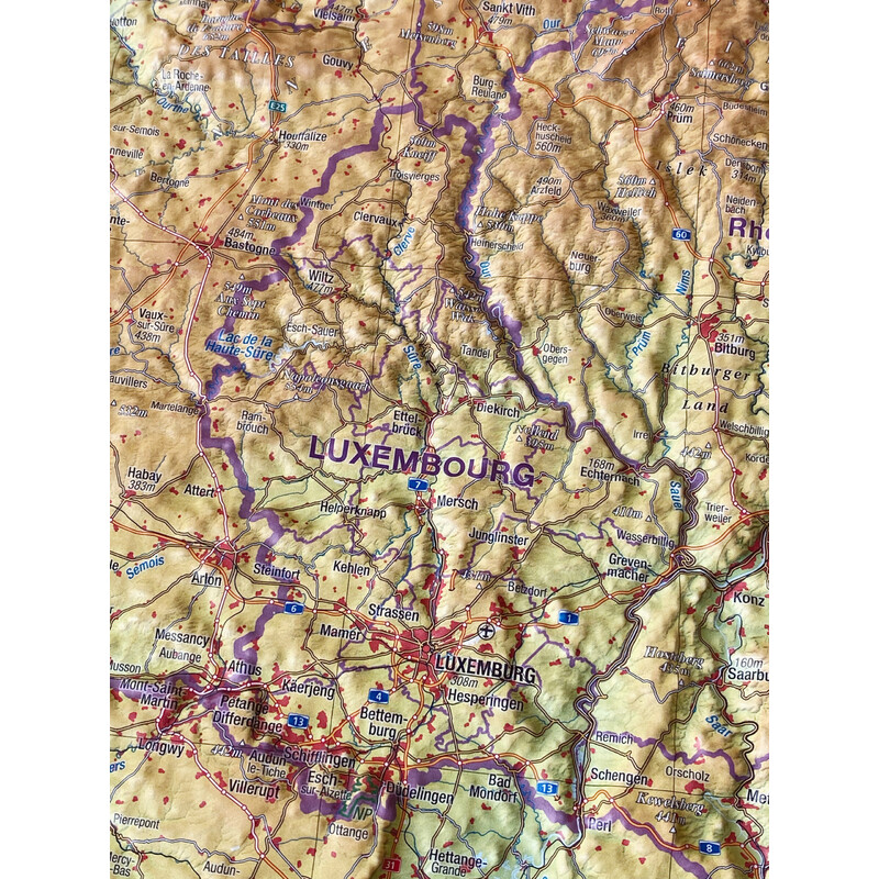 Georelief Mapa regionalna Benelux (57 x 77 cm)