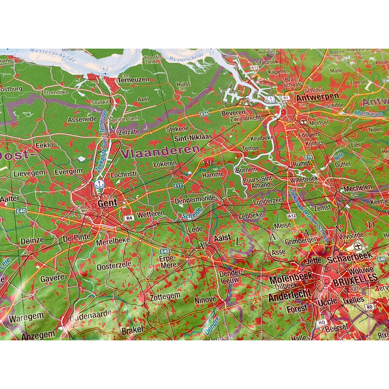 Georelief Mapa regionalna Benelux (57 x 77 cm)