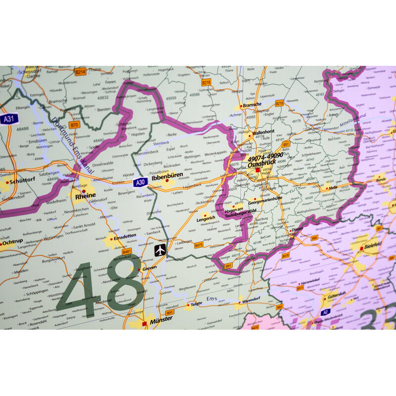 GeoMetro Mapa regionalna Kody pocztowe Dolnej Saksonii (100 x 123 cm)