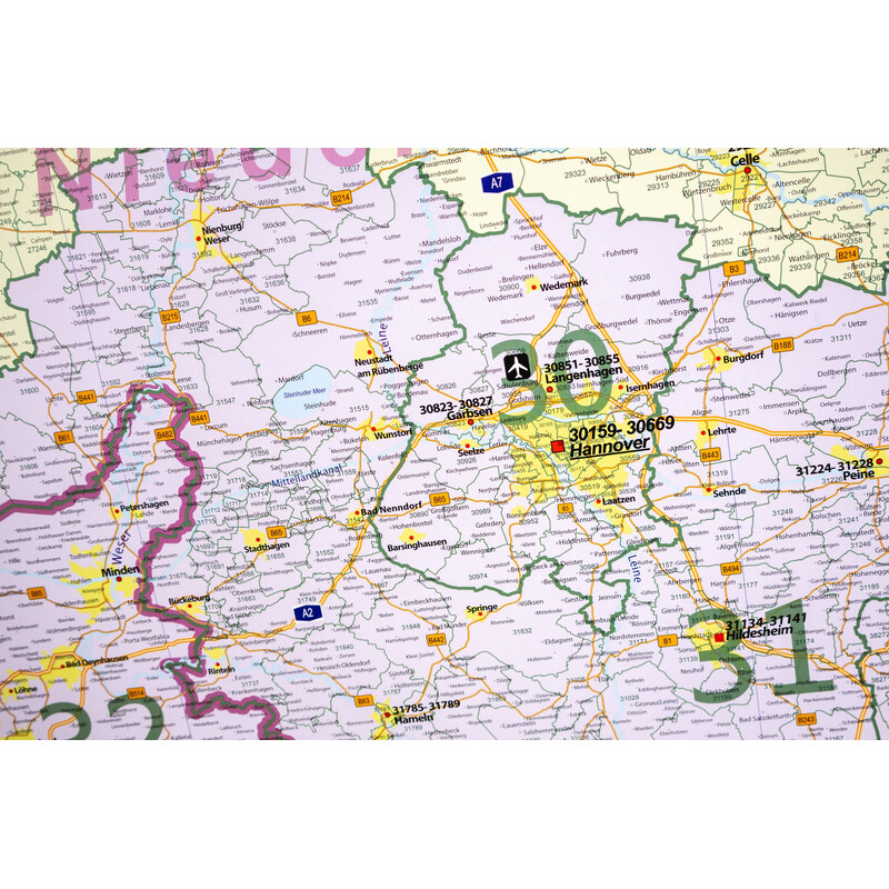 GeoMetro Mapa regionalna Kody pocztowe Dolnej Saksonii (100 x 110 cm)