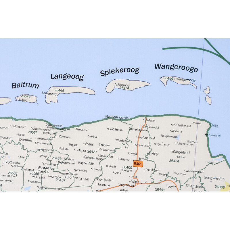GeoMetro Mapa regionalna Kody pocztowe Dolnej Saksonii (100 x 110 cm)